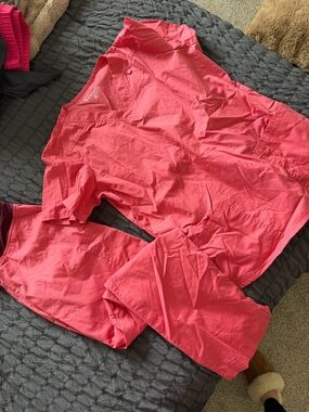 Unbranded Women's Coral Pink V-Neck Scrub Top and Pants Set